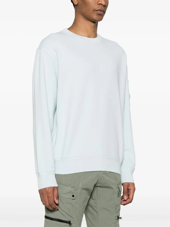 C.P. COMPANY Cotton Lens Detail Sweatshirt Light Blue - MAISONDEFASHION.COM