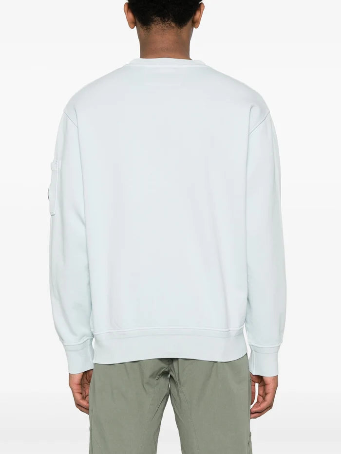 C.P. COMPANY Cotton Lens Detail Sweatshirt Light Blue - MAISONDEFASHION.COM