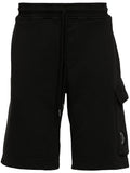 C.P. COMPANY Diagonal Cotton Lens Detail Track Shorts Black - MAISONDEFASHION.COM