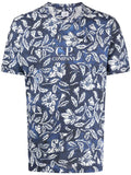C.P COMPANY Floral-print Crewneck T-shirt Blue - MAISONDEFASHION.COM
