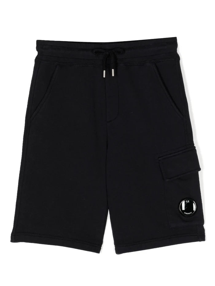 C.P. COMPANY KIDS Basic Fleece Cargo Shorts Navy - MAISONDEFASHION.COM