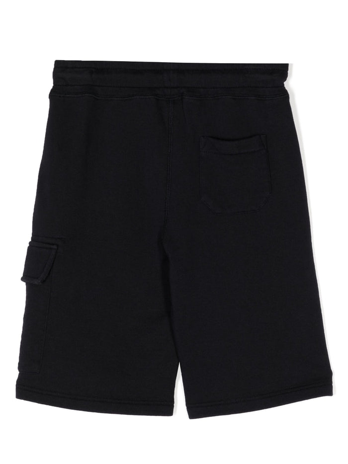 C.P. COMPANY KIDS Basic Fleece Cargo Shorts Navy - MAISONDEFASHION.COM