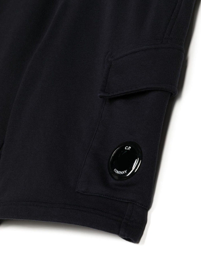 C.P. COMPANY KIDS Basic Fleece Cargo Shorts Navy - MAISONDEFASHION.COM