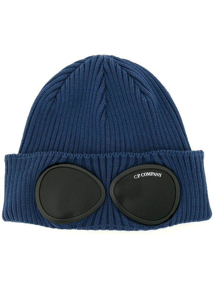 C.P COMPANY KIDS Goggle knitted hat Blue - MAISONDEFASHION.COM