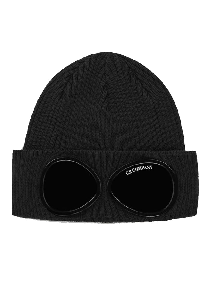 C.P. COMPANY KIDS Goggle Lens Knit Beanie Black - MAISONDEFASHION.COM