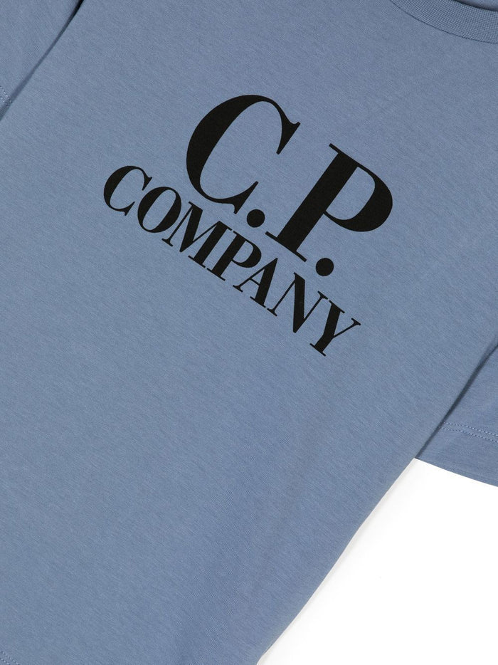 C.P COMPANY KIDS Logo crew-neck T-shirt Blue - MAISONDEFASHION.COM