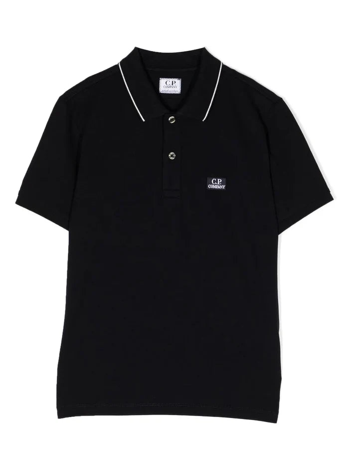 C.P. COMPANY KIDS Logo-Embroidered Polo Shirt Navy Blue - MAISONDEFASHION.COM
