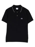 C.P. COMPANY KIDS Logo-Embroidered Polo Shirt Navy Blue - MAISONDEFASHION.COM