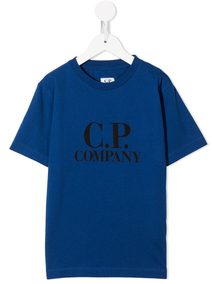 C.P COMPANY KIDS Logo-print T-shirt Blue - MAISONDEFASHION.COM