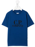 C.P COMPANY KIDS Logo-print T-shirt Blue - MAISONDEFASHION.COM