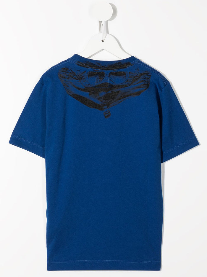 C.P COMPANY KIDS Logo-print T-shirt Blue - MAISONDEFASHION.COM
