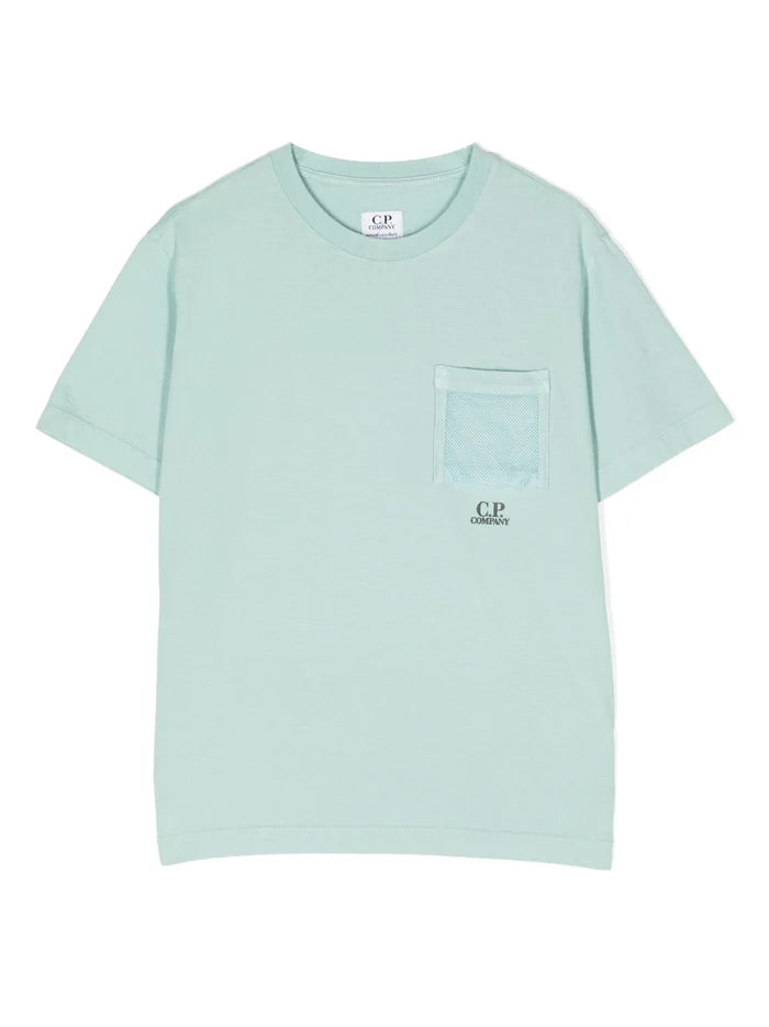 C.P. COMPANY KIDS Logo Pocket T-Shirt Light Blue - MAISONDEFASHION.COM