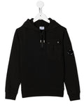 C.P COMPANY KIDS  Micro-lens cotton Hooded Sweatshirt Black - MAISONDEFASHION.COM