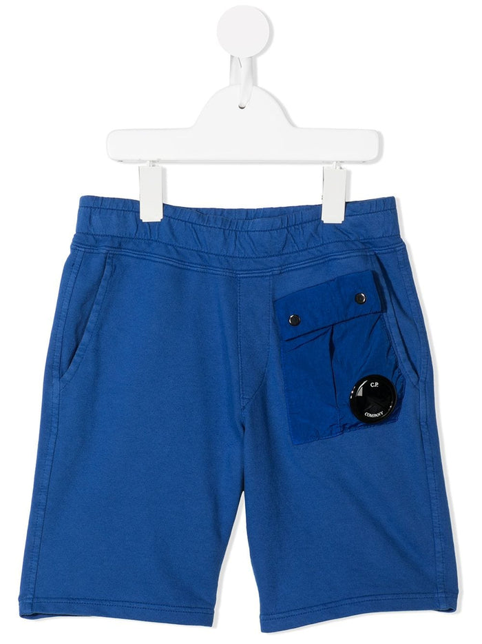 C.P COMPANY KIDS Micro-lens shorts Blue - MAISONDEFASHION.COM