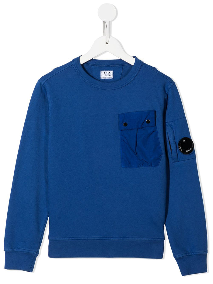 C.P COMPANY KIDS Micro-lens sweatshirt Blue - MAISONDEFASHION.COM