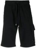 C.P COMPANY Lens-detail Cotton Shorts Black - MAISONDEFASHION.COM