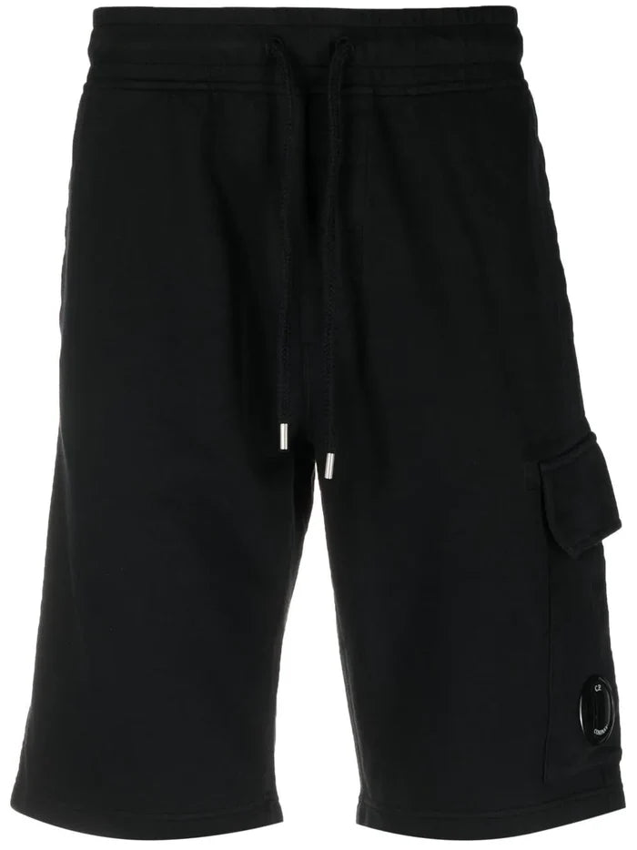 C.P COMPANY Lens-detail Cotton Shorts Black - MAISONDEFASHION.COM