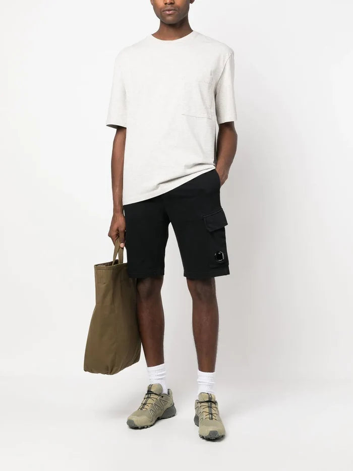 C.P COMPANY Lens-detail Cotton Shorts Black - MAISONDEFASHION.COM