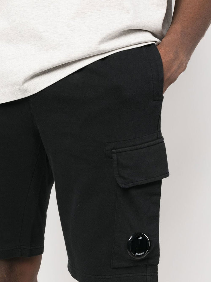 C.P COMPANY Lens-detail Cotton Shorts Black - MAISONDEFASHION.COM