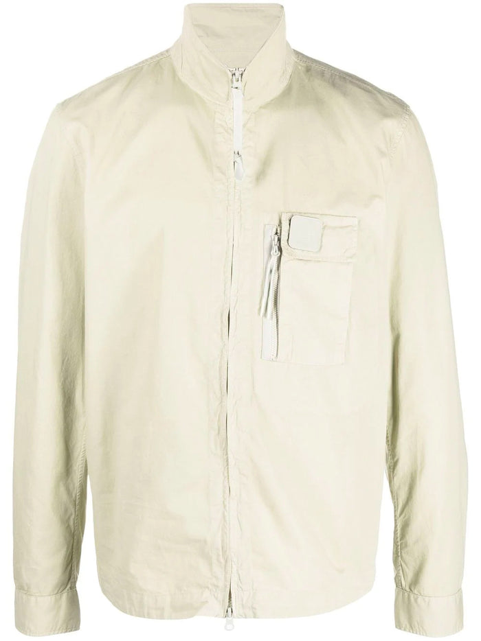 C.P. COMPANY Lens Zip Overshirt Beige - MAISONDEFASHION.COM