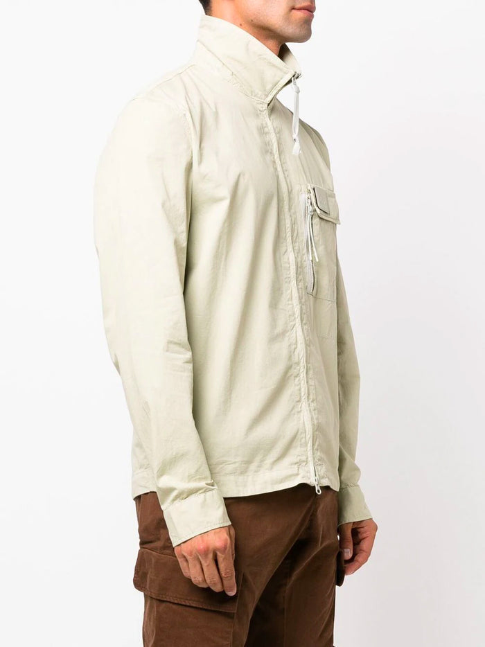 C.P. COMPANY Lens Zip Overshirt Beige - MAISONDEFASHION.COM