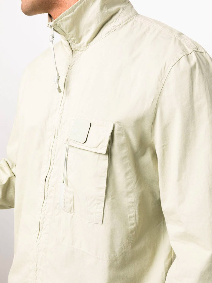 C.P. COMPANY Lens Zip Overshirt Beige - MAISONDEFASHION.COM