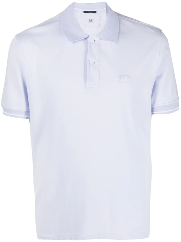 C.P COMPANY Logo-embroidered Polo Shirt Light Purple - MAISONDEFASHION.COM