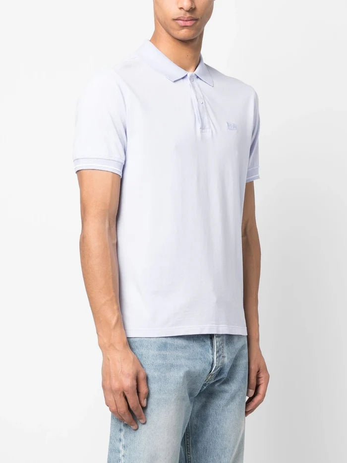 C.P COMPANY Logo-embroidered Polo Shirt Light Purple - MAISONDEFASHION.COM