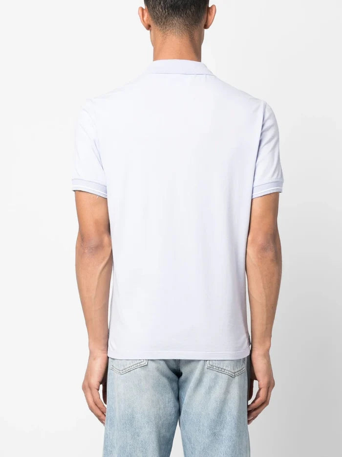 C.P COMPANY Logo-embroidered Polo Shirt Light Purple - MAISONDEFASHION.COM
