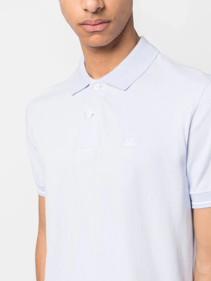 C.P COMPANY Logo-embroidered Polo Shirt Light Purple - MAISONDEFASHION.COM