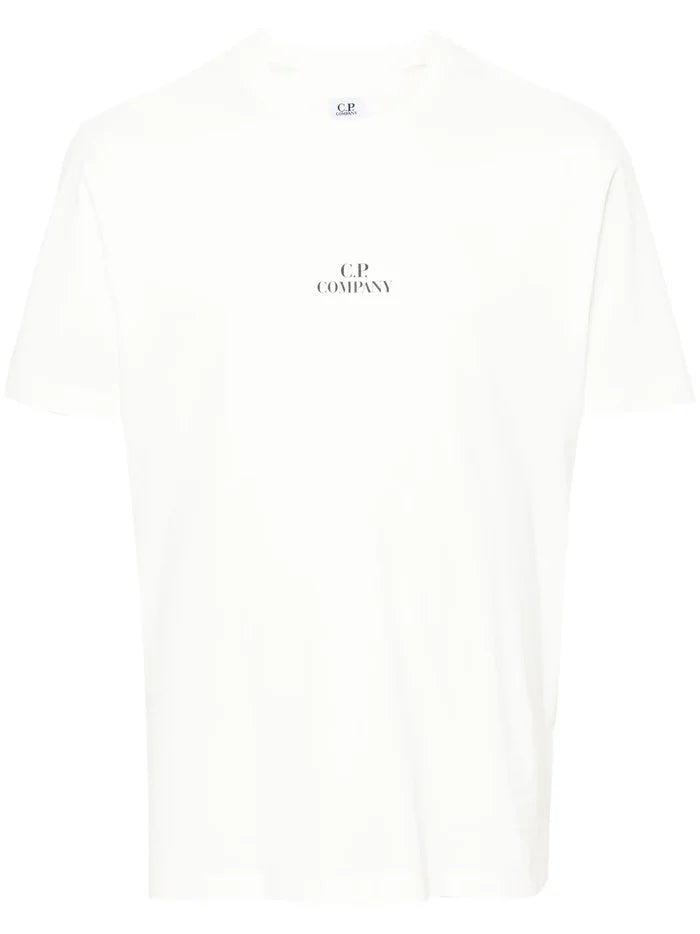 C.P. COMPANY Logo Graphic Print Cotton T-Shirt White - MAISONDEFASHION.COM