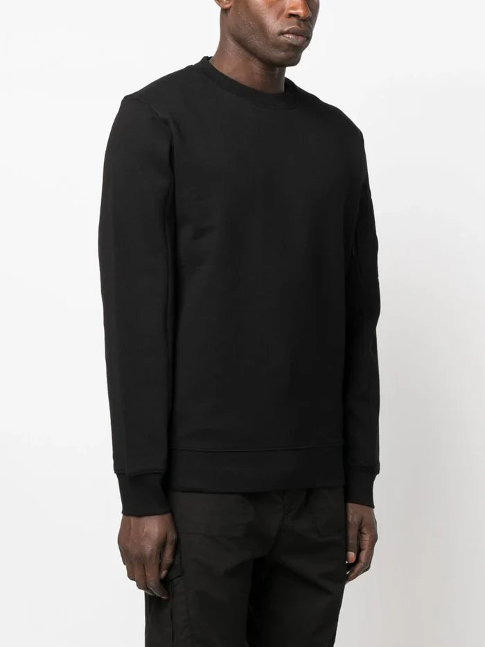 C.P COMPANY Logo Lens Patch Sweatshirt Black - MAISONDEFASHION.COM