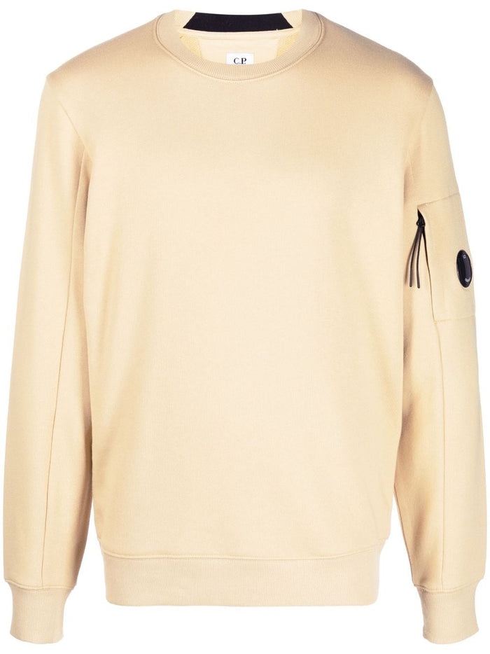 C.P COMPANY MEN Logo Lens Patch Sweatshirt Sand Beige - MAISONDEFASHION.COM