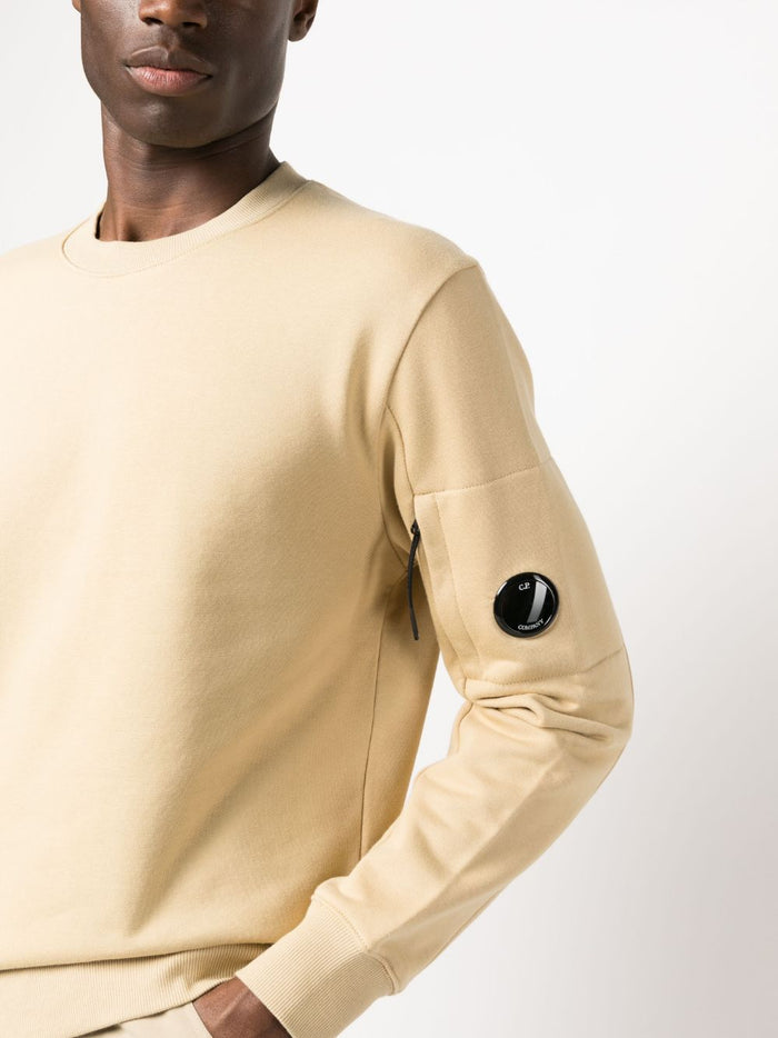 C.P COMPANY MEN Logo Lens Patch Sweatshirt Sand Beige - MAISONDEFASHION.COM