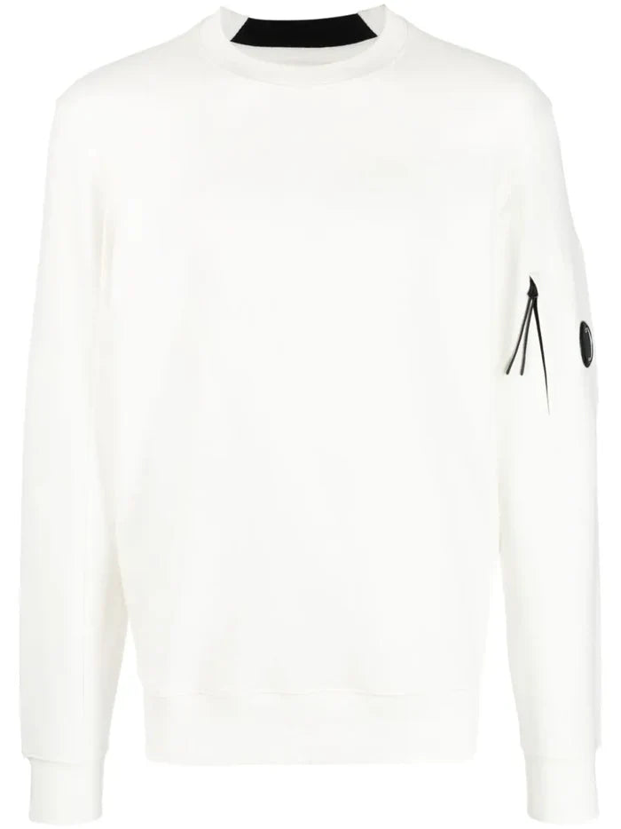 C.P COMPANY MEN Logo Lens Patch Sweatshirt White - MAISONDEFASHION.COM