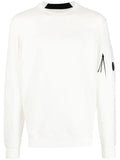 C.P COMPANY MEN Logo Lens Patch Sweatshirt White - MAISONDEFASHION.COM