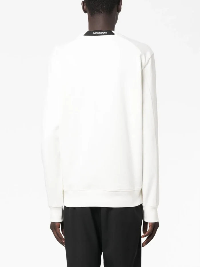 C.P COMPANY MEN Logo Lens Patch Sweatshirt White - MAISONDEFASHION.COM