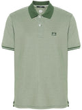 C.P. COMPANY Logo Patch Cotton Blend Polo Shirt Fern Green - MAISONDEFASHION.COM