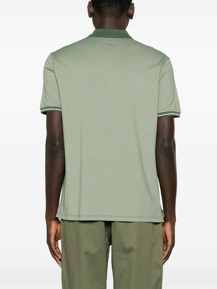 C.P. COMPANY Logo Patch Cotton Blend Polo Shirt Fern Green - MAISONDEFASHION.COM