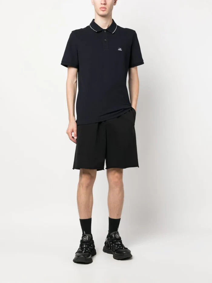 C.P COMPANY Logo Patch Polo Shirt Navy - MAISONDEFASHION.COM