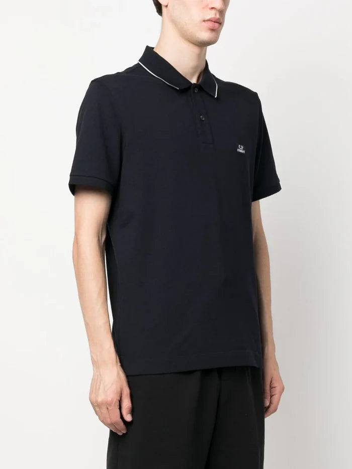 C.P COMPANY Logo Patch Polo Shirt Navy - MAISONDEFASHION.COM