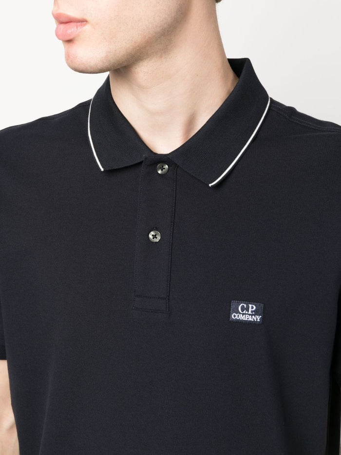 C.P COMPANY Logo Patch Polo Shirt Navy - MAISONDEFASHION.COM