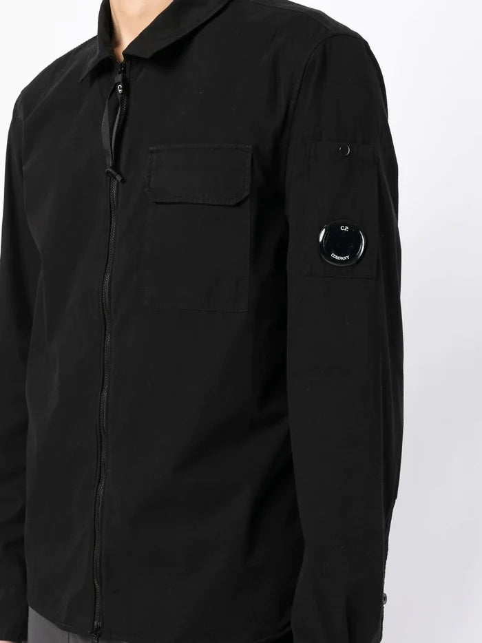 C.P COMPANY Logo Pocket Patch Overshirt Black - MAISONDEFASHION.COM
