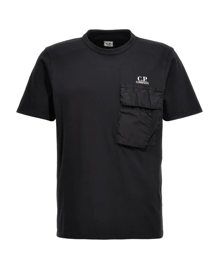 C.P. COMPANY C.P. Company Logo Print Pocket T-Shirt Black - MAISONDEFASHION.COM