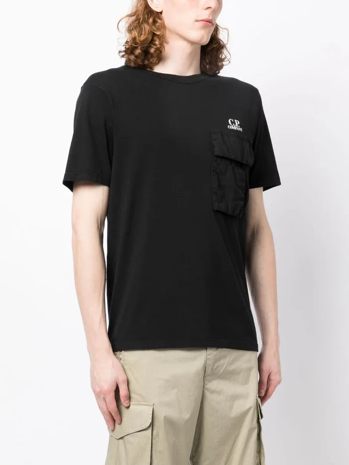 C.P. COMPANY C.P. Company Logo Print Pocket T-Shirt Black - MAISONDEFASHION.COM