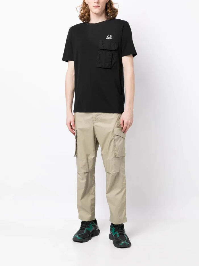 C.P. COMPANY C.P. Company Logo Print Pocket T-Shirt Black - MAISONDEFASHION.COM