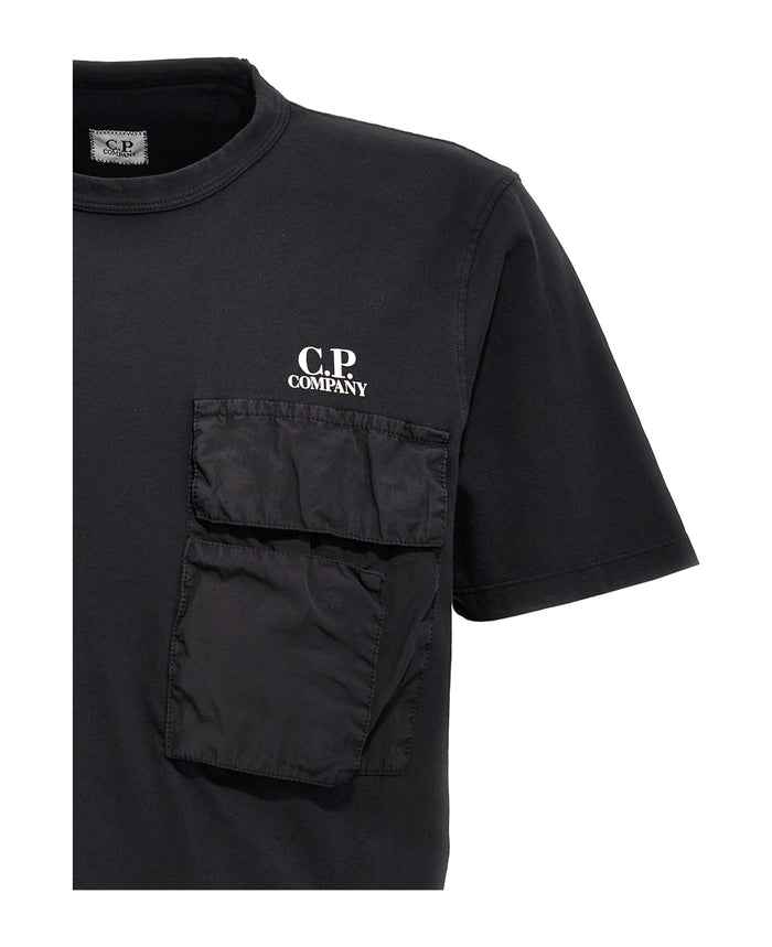 C.P. COMPANY C.P. Company Logo Print Pocket T-Shirt Black - MAISONDEFASHION.COM