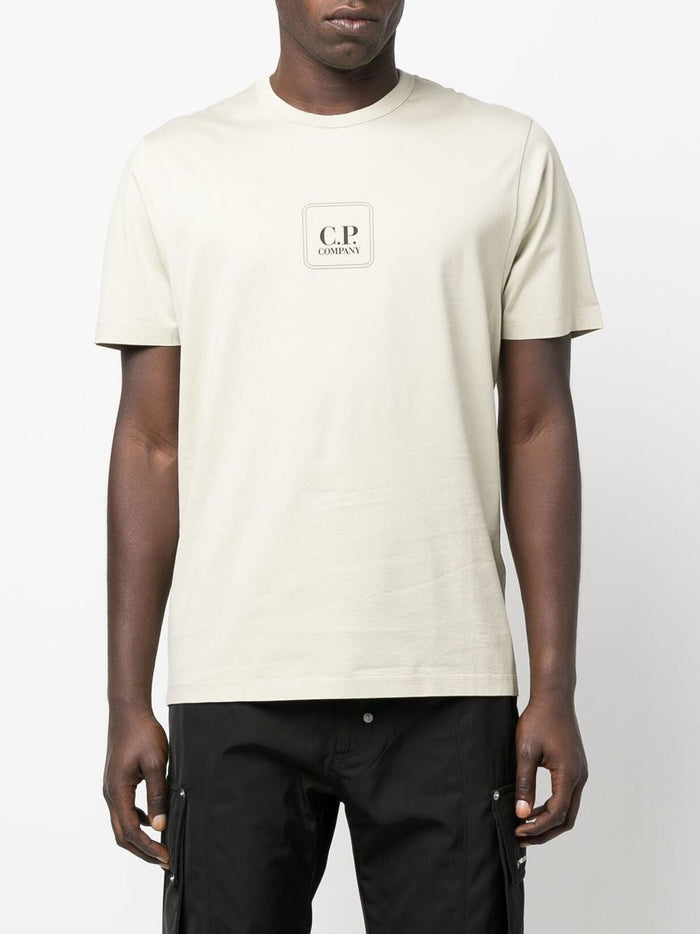 C.P COMPANY Logo Print T-Shirt Beige - MAISONDEFASHION.COM