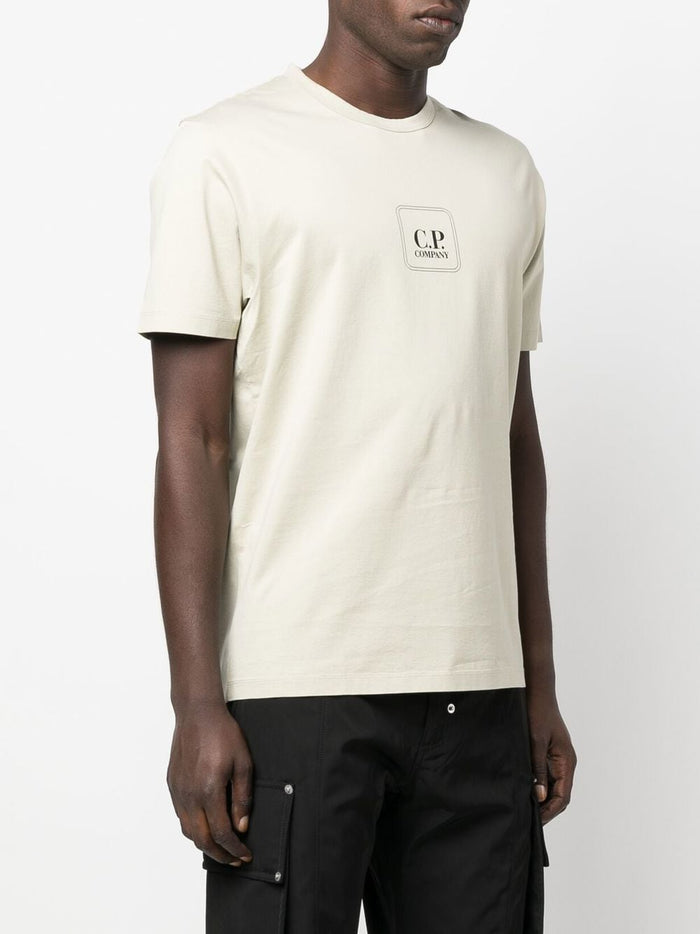 C.P COMPANY Logo Print T-Shirt Beige - MAISONDEFASHION.COM