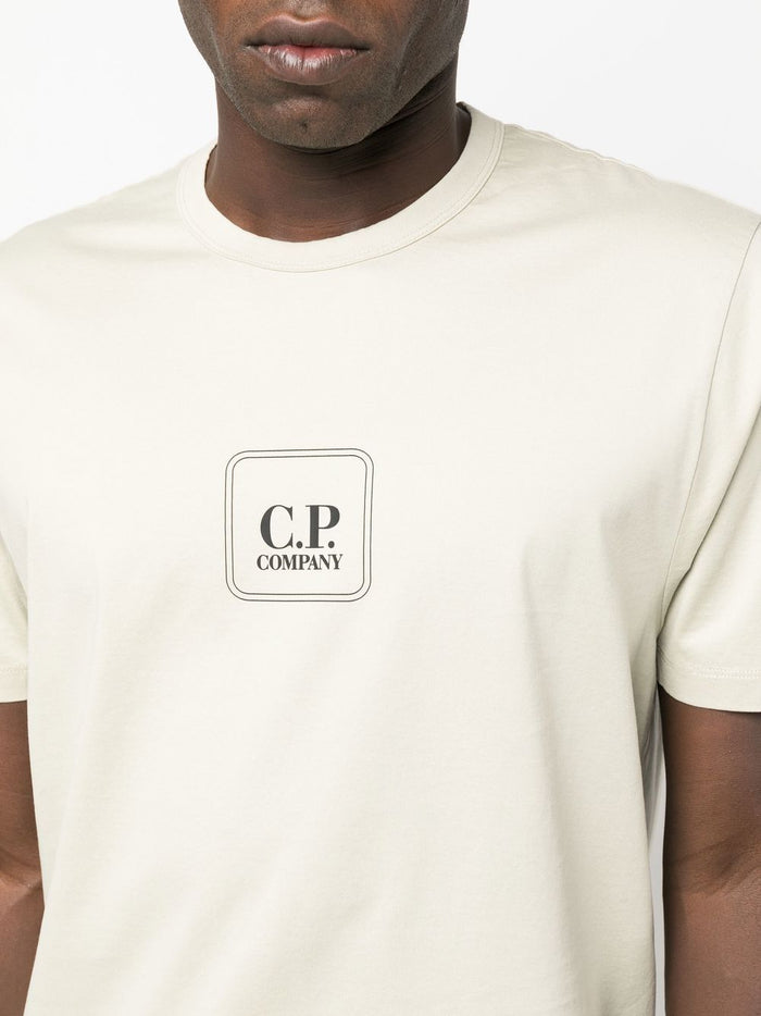 C.P COMPANY Logo Print T-Shirt Beige - MAISONDEFASHION.COM